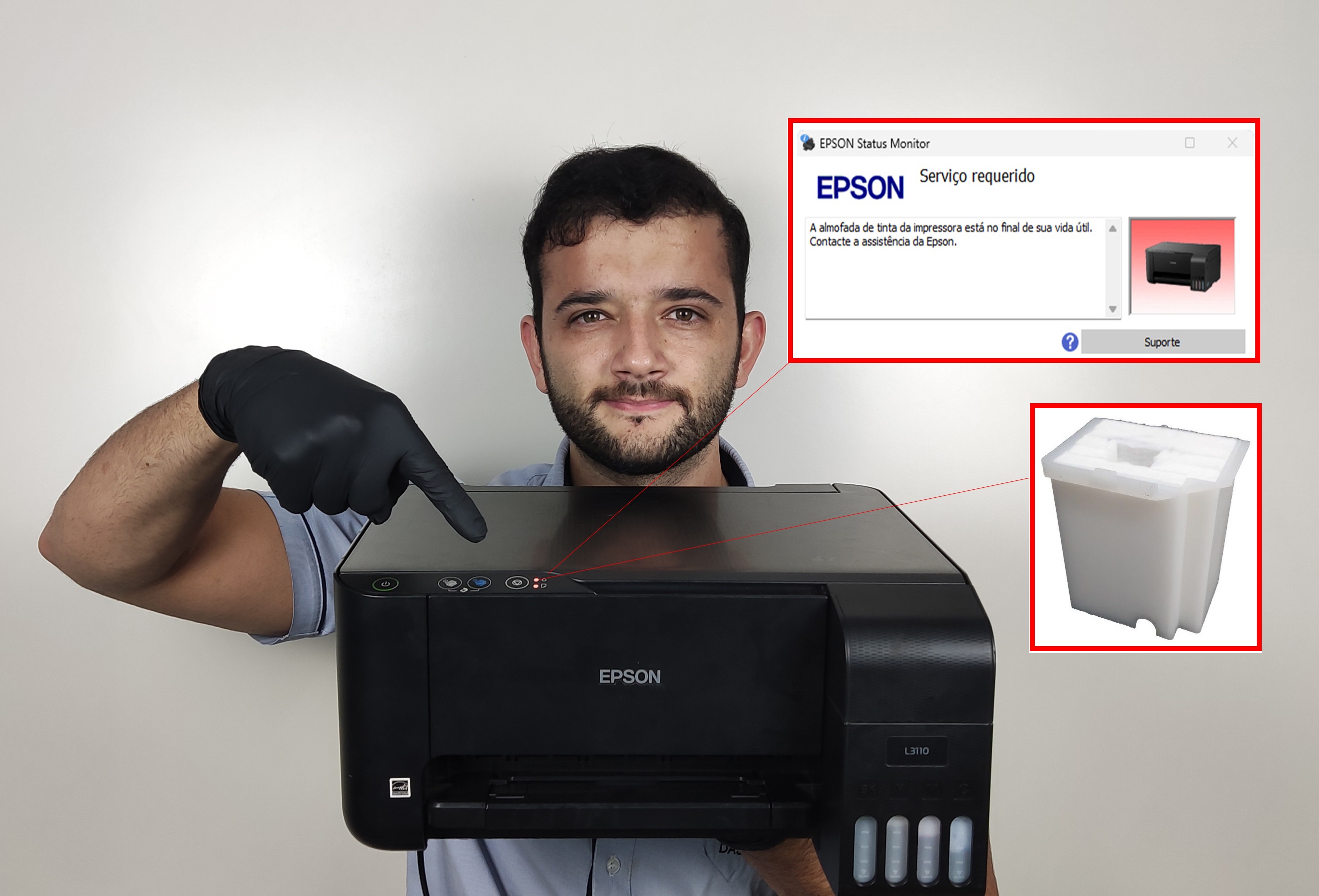 epson l3250 piscando todas as luzes